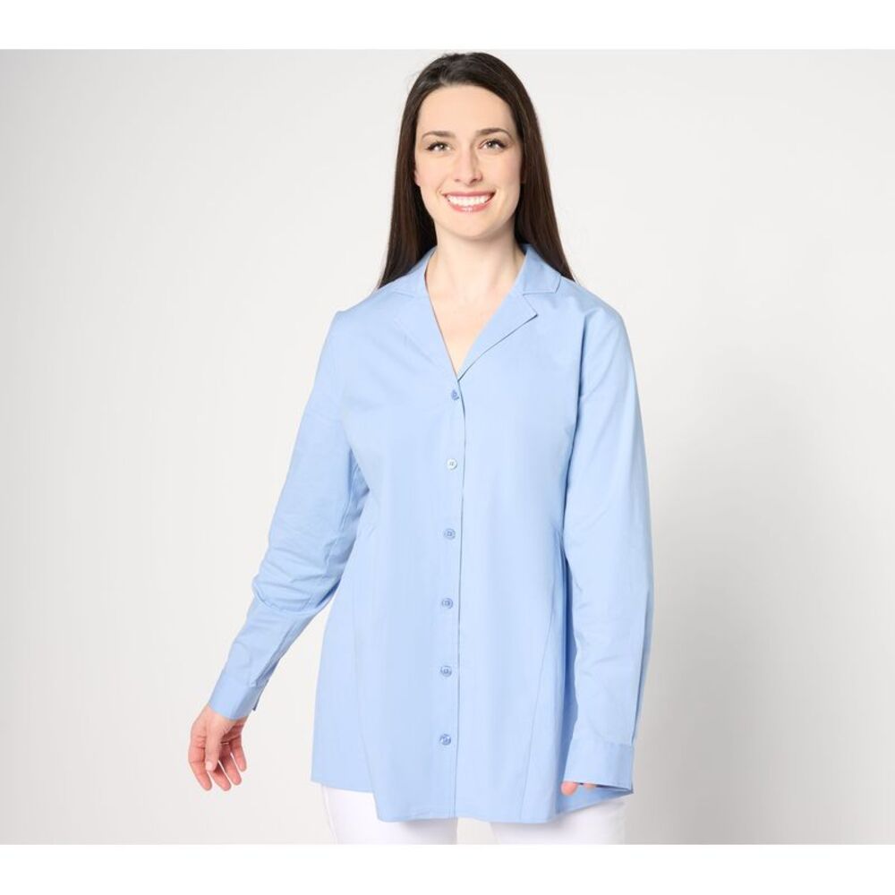 SUNNYLiFE Women's Top Petite 2XP Athena Woven Button-Front Blue A647367